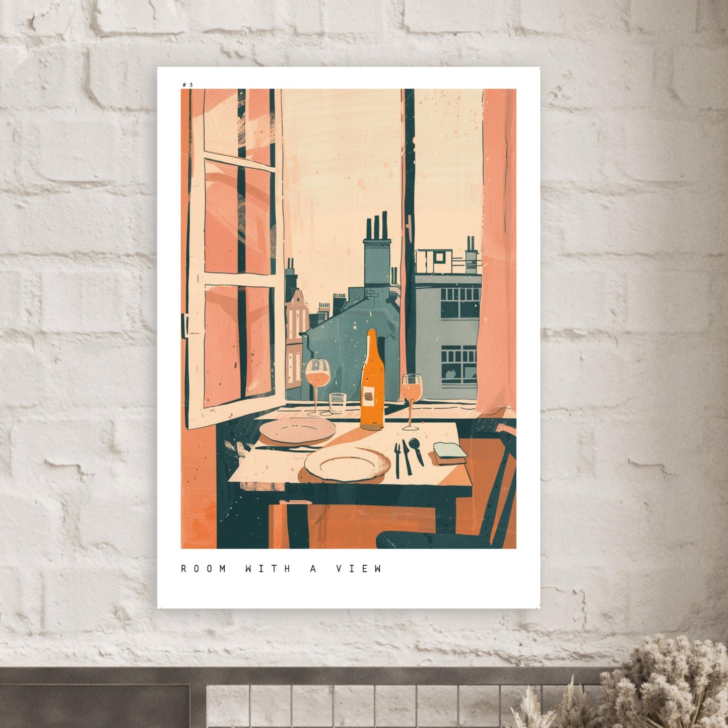 Room with a View – Paris Apartment Wall Art with Wine and Cityscape