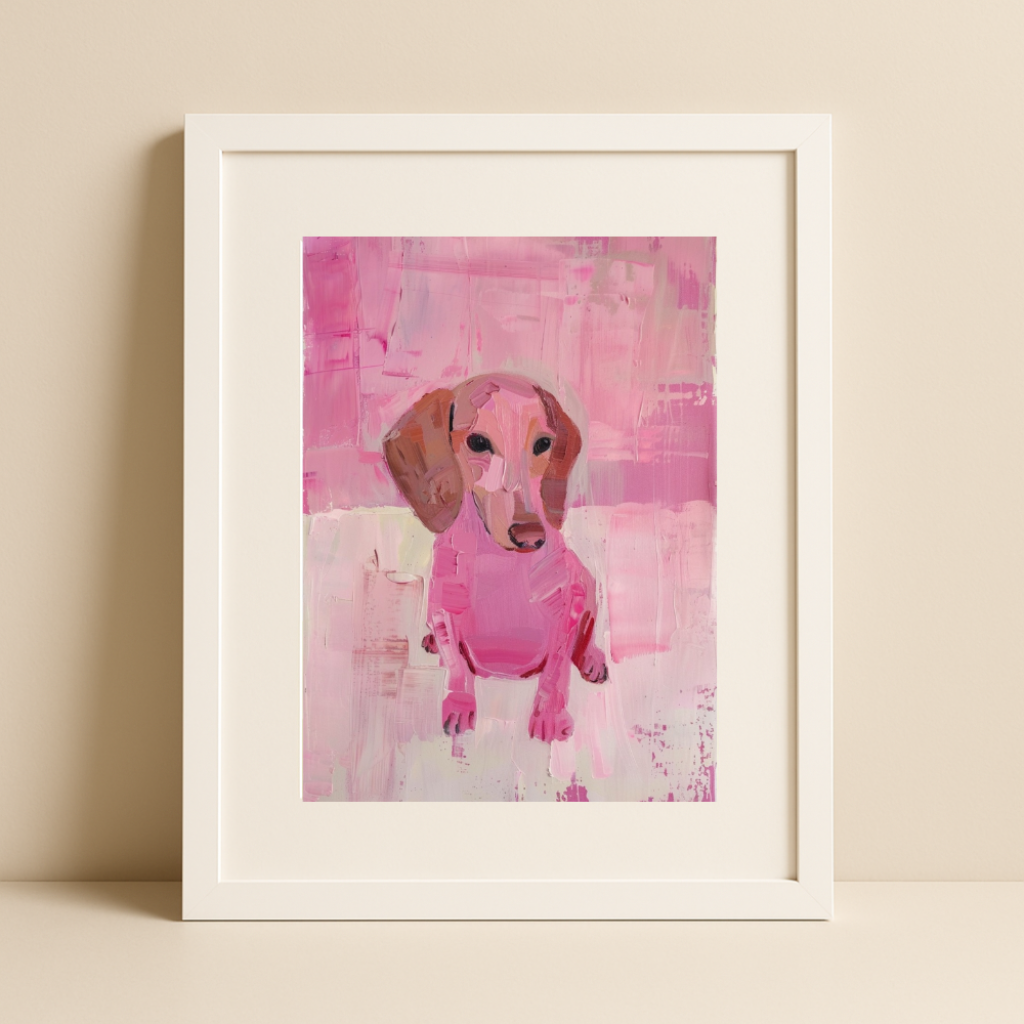 Pink Dachshund – Modern Dog Portrait Art Print