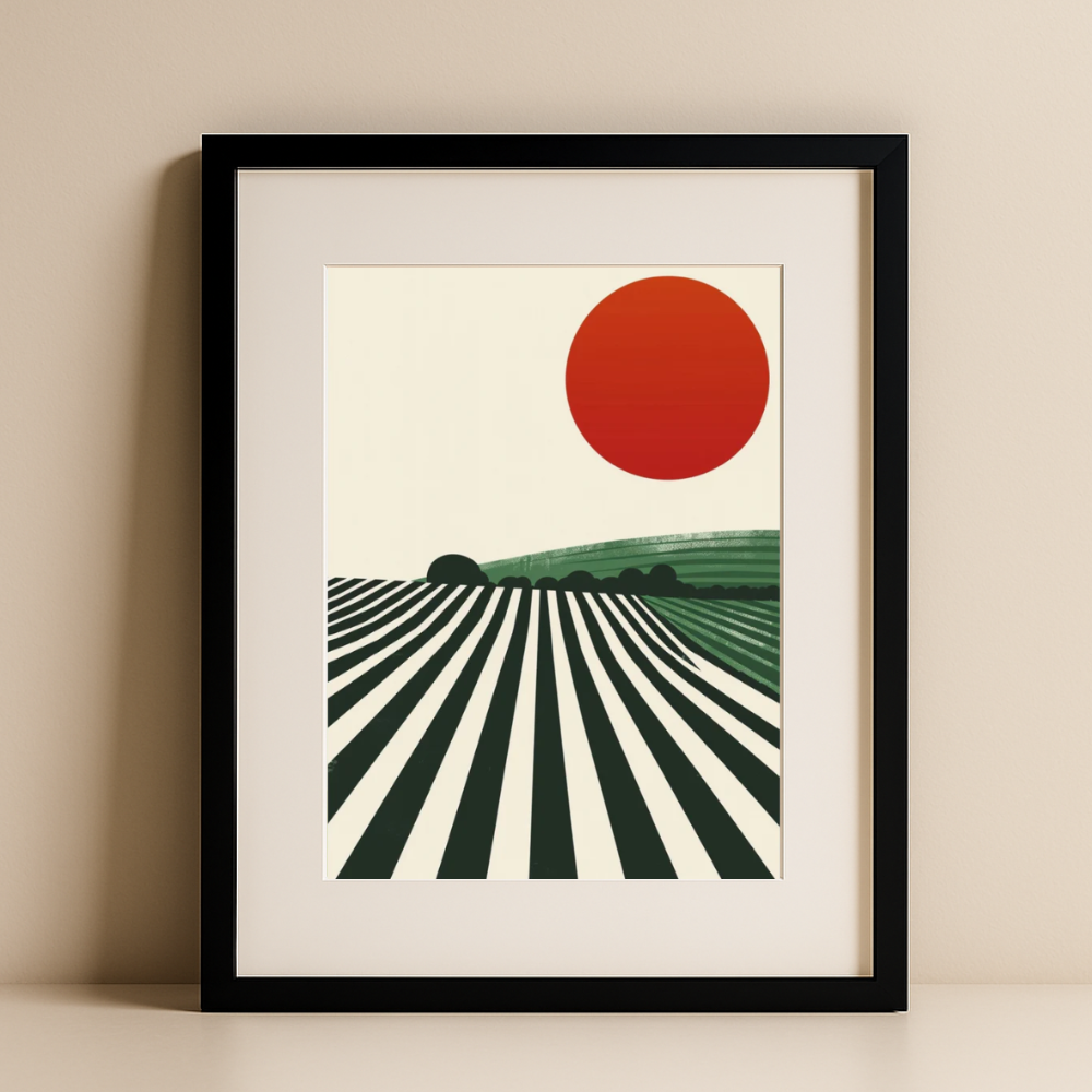 Bauhaus Vineyard II – Modern Geometric Landscape Wall Art