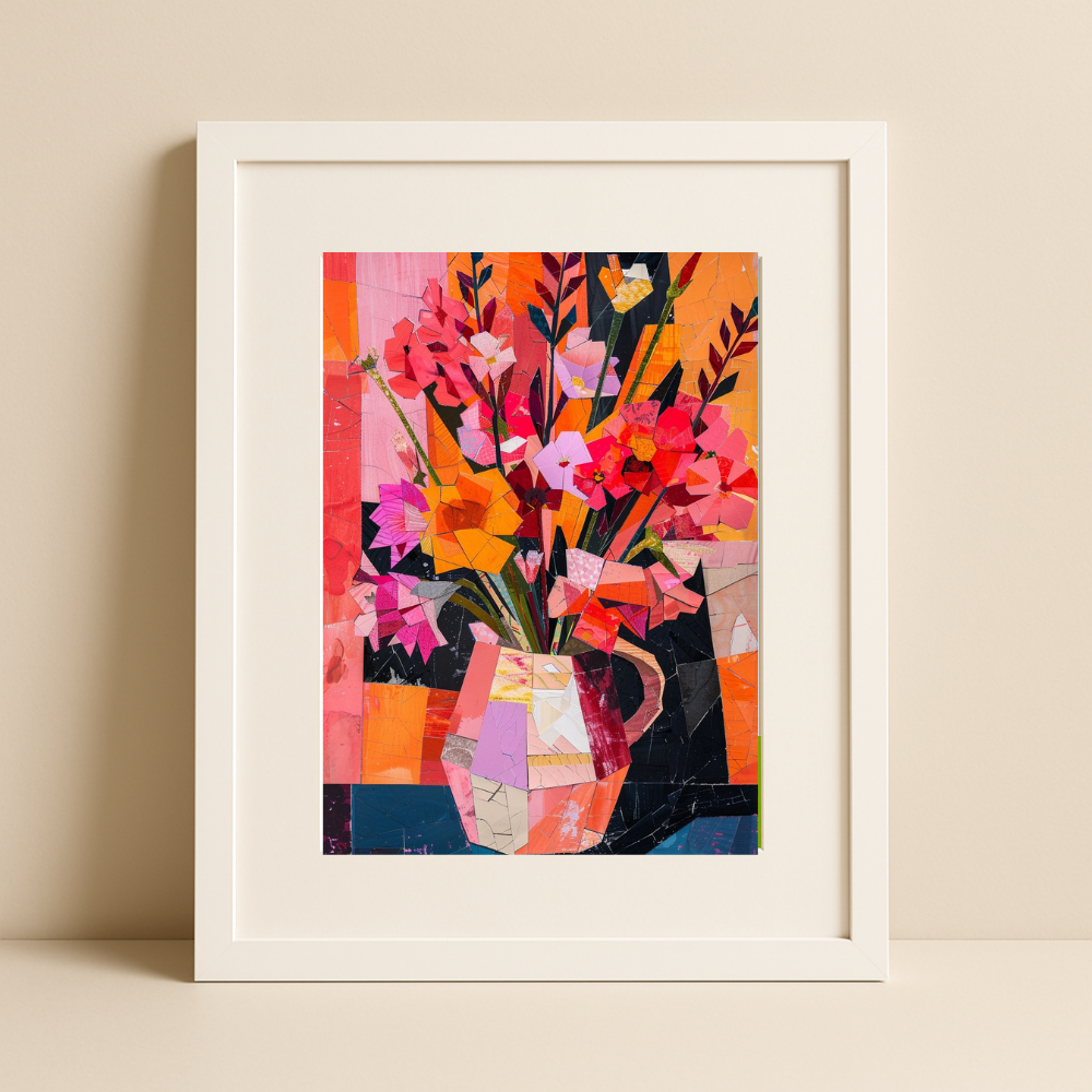 Crimson Vase – Modern Abstract Flower Art Print