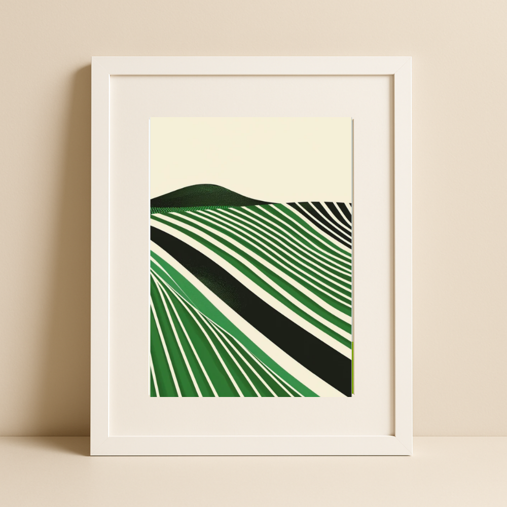 Emerald Fields – Modern Geometric Landscape Wall Art