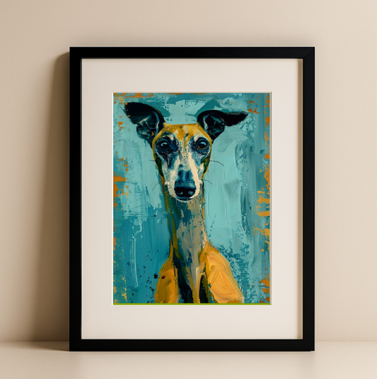 Golden Whippet – Modern Dog Portrait Art Print