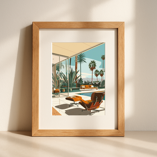 Desert Lounge View – Mid-Century Palm Springs Wall Art