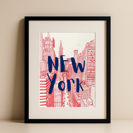 New York Skyline – Modern City Typography Poster
