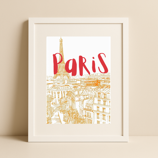 Paris Skyline – Modern City Typography Poster