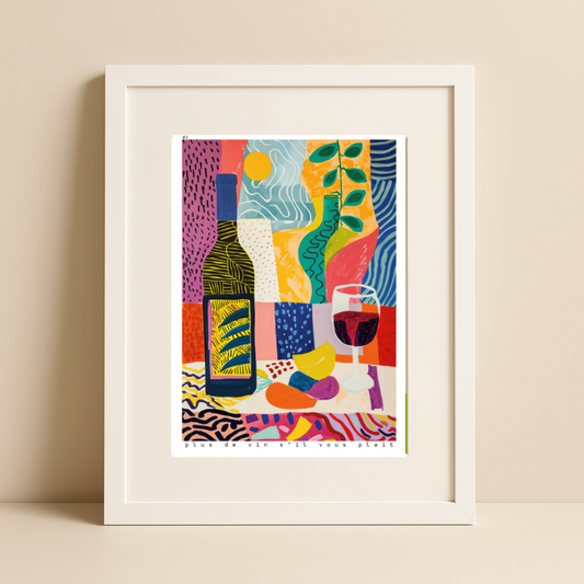 Plus de Vin S’il Vous Plaît II – Colourful Abstract Wine Art Print