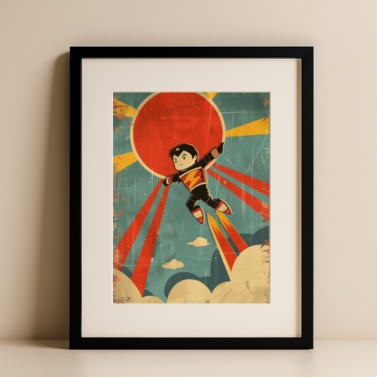 Rocket Hero – Retro Comic Wall Art Print
