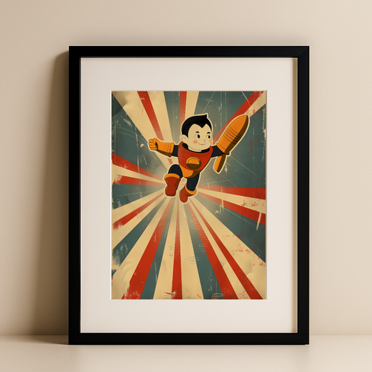 Rocket Boy – Retro Comic Wall Art Print
